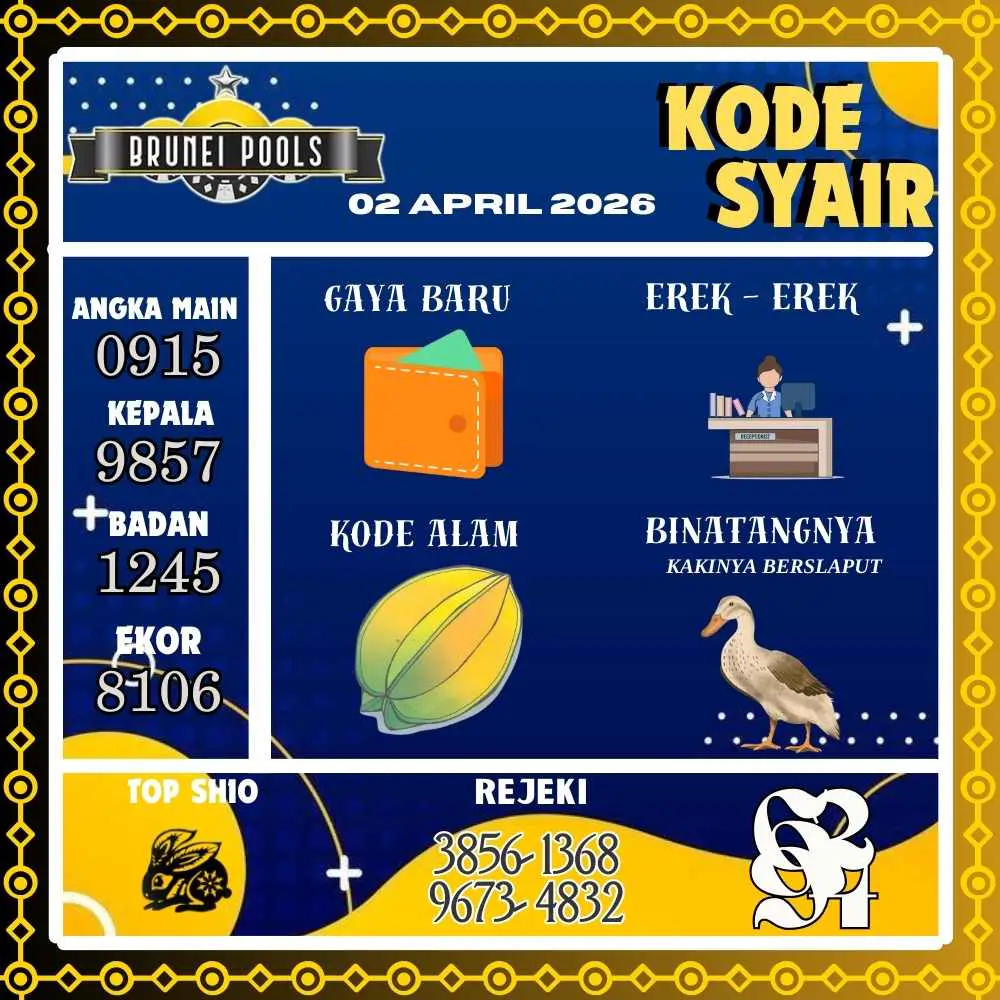 Kode Syair Brunei Pools April 2026
