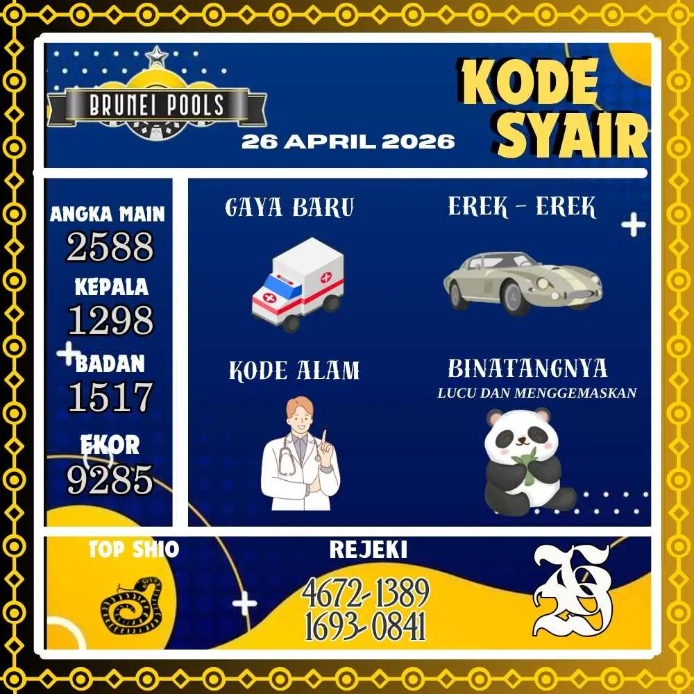 Kode Syair Brunei Pools April 2026
