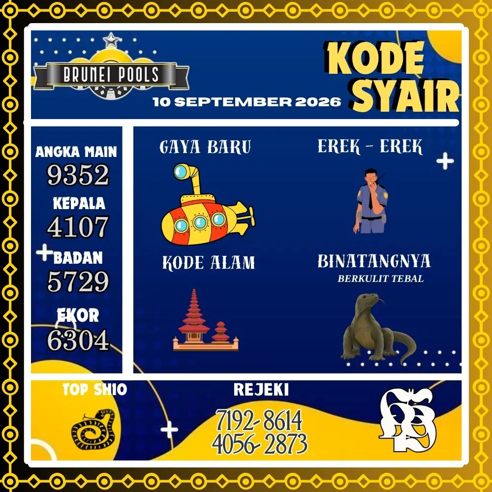 Kode Syair Brunei Pools September 2026
