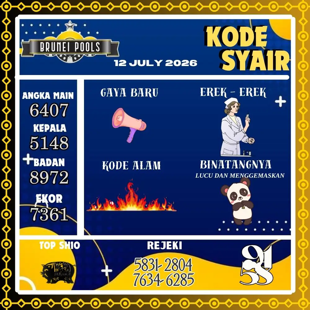 Kode Syair Brunei Pools Juli 2026
