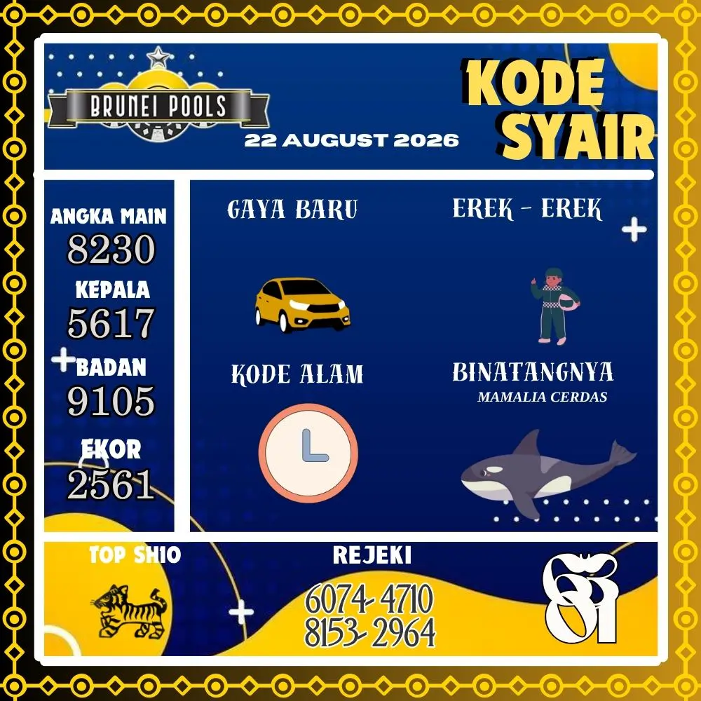 Kode Syair Brunei Pools Agustus 2026

