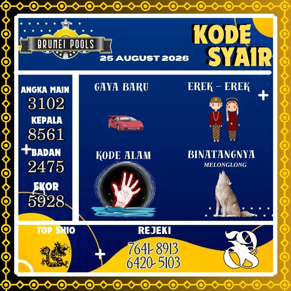 Kode Syair Brunei Pools Agustus 2026
