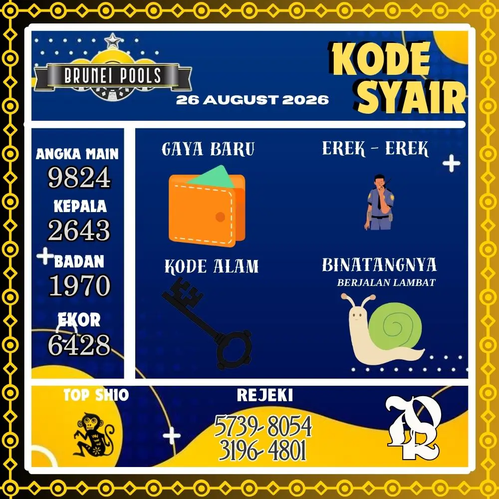 Kode Syair Brunei Pools Agustus 2026
