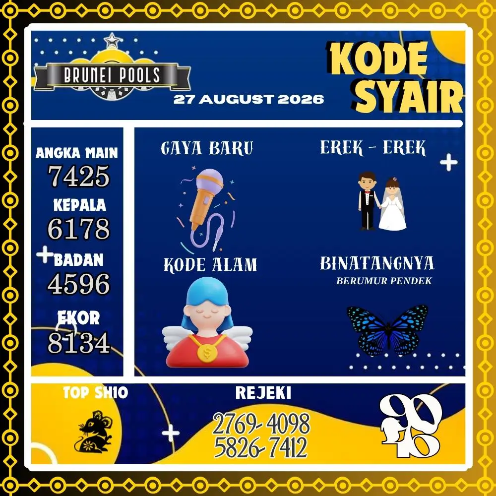 Kode Syair Brunei Pools Agustus 2026
