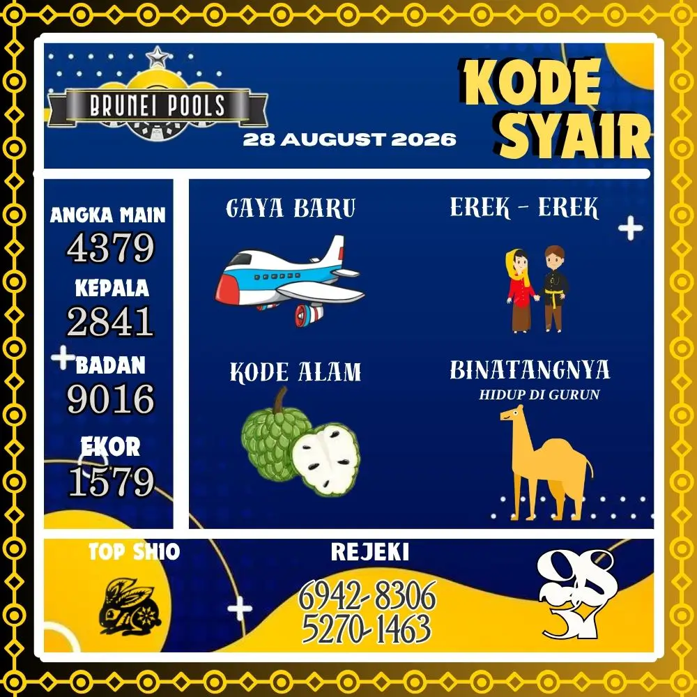 Kode Syair Brunei Pools Agustus 2026
