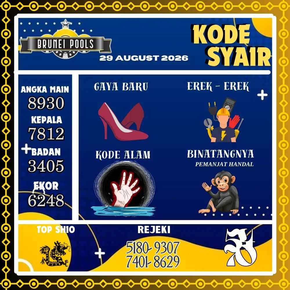 Kode Syair Brunei Pools Agustus 2026
