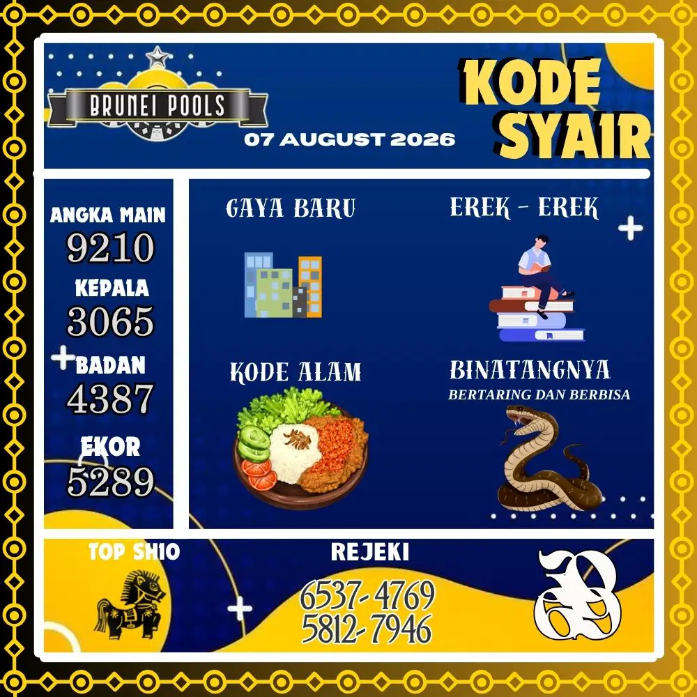 Kode Syair Brunei Pools Agustus 2026
