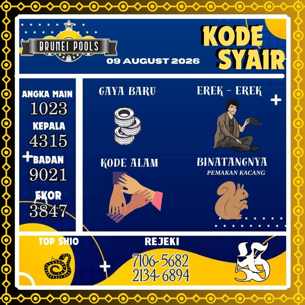Kode Syair Brunei Pools Agustus 2026
